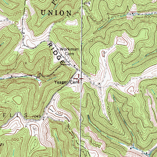 Topographic Map of Yeager Cemetery, WV