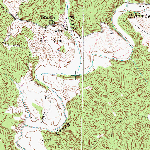 Topographic Map of Yeager Fork, WV