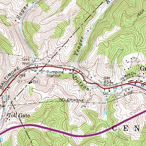 Topographic Map of Yeager Run, WV