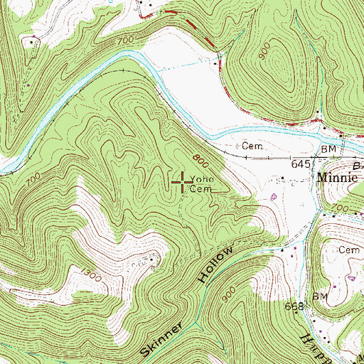 Topographic Map of Yoho Cemetery, WV