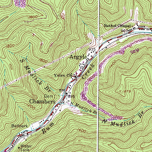 Topographic Map of Yolyn Church, WV