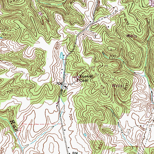 Topographic Map of Yonker Cemetery, WV