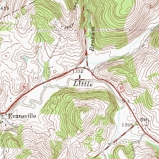 Topographic Map of York Run, WV