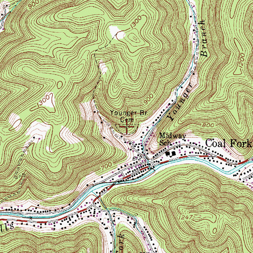 Topographic Map of Younger Branch Cemetery, WV