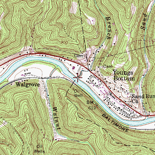 Topographic Map of Youngs Branch, WV