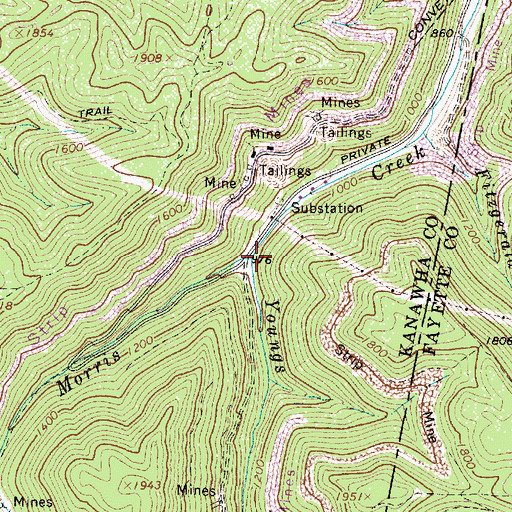 Topographic Map of Youngs Branch, WV