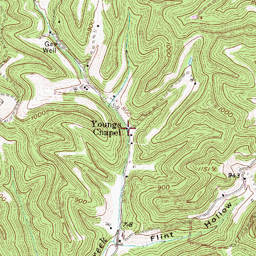 Topographic Map of Youngs Chapel, WV