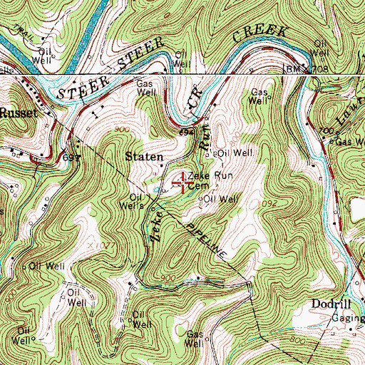 Topographic Map of Zeke Run Cemetery, WV