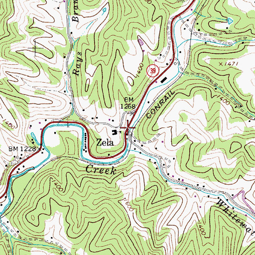 Topographic Map of Zela, WV