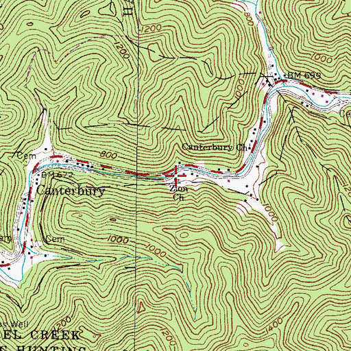 Topographic Map of Zion Church, WV