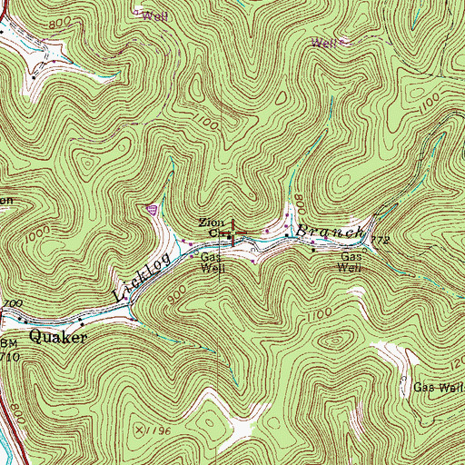 Topographic Map of Zion Church, WV