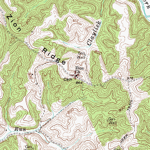 Topographic Map of Zion Church, WV