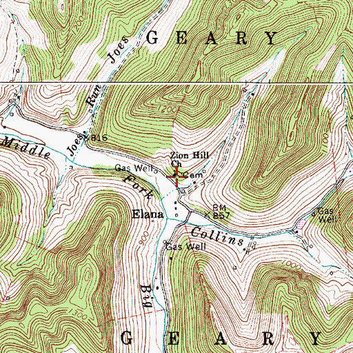 Topographic Map of Zion Hill Church, WV
