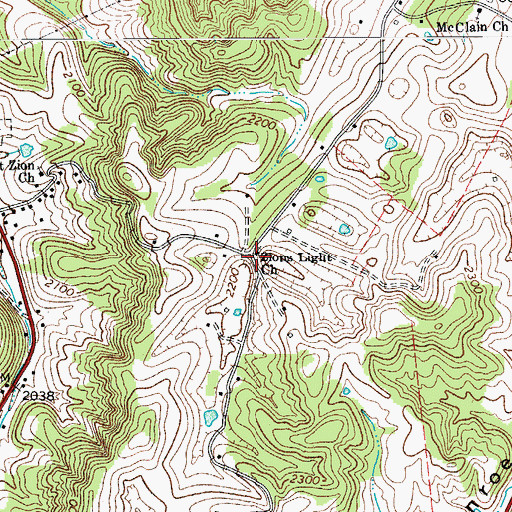 Topographic Map of Zions Light Baptist Church, WV