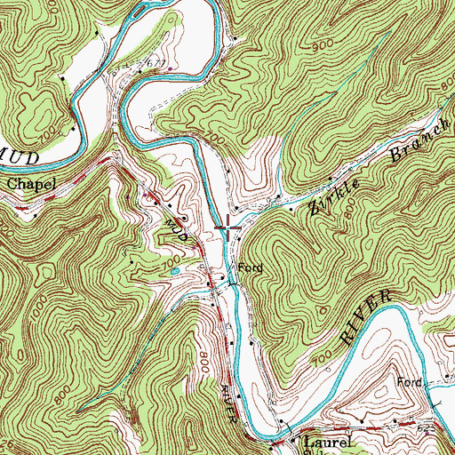 Topographic Map of Zirkle Branch, WV