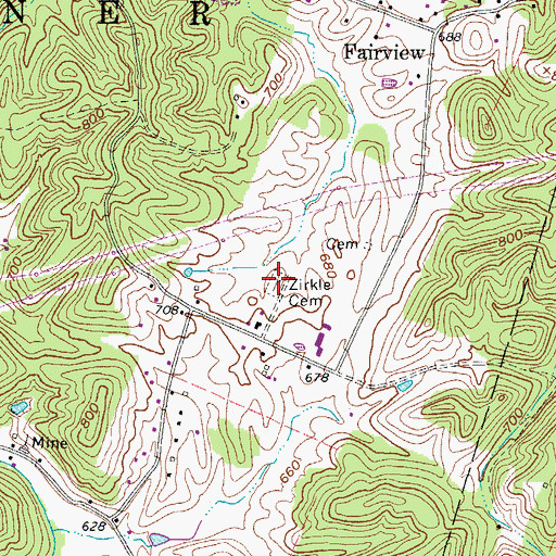 Topographic Map of Zirkle Cemetery, WV