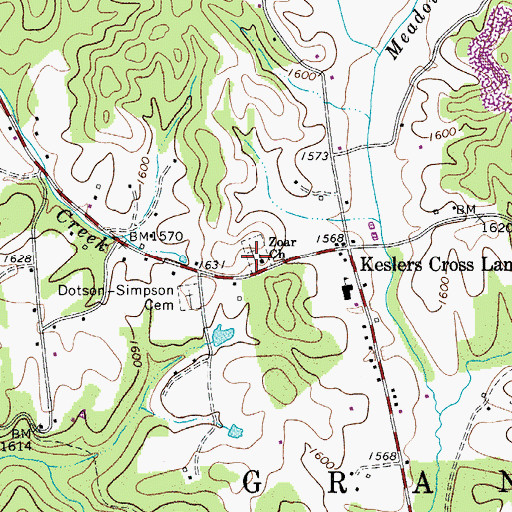 Topographic Map of Zoar Church, WV