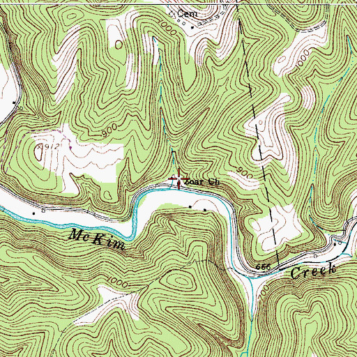 Topographic Map of Zoar Church, WV