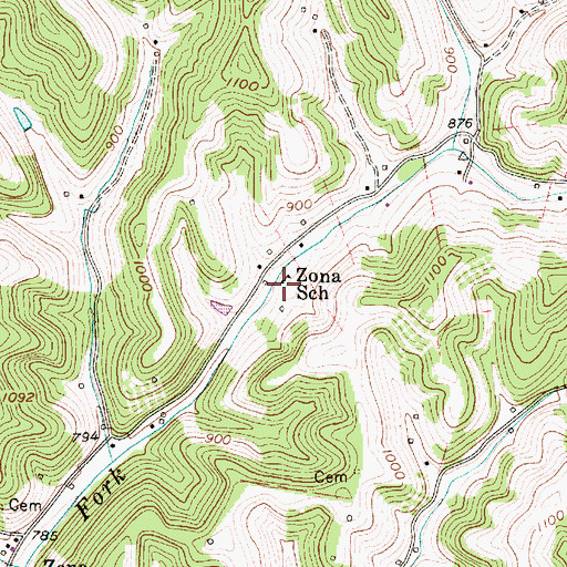 Topographic Map of Zona School (historical), WV