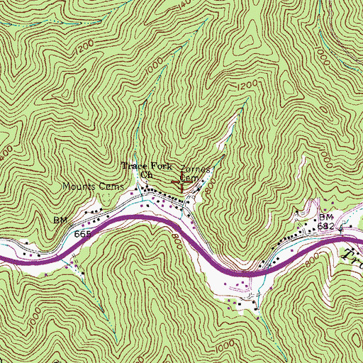 Topographic Map of Zornes Cemetery, WV