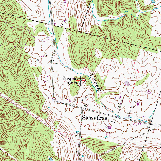 Topographic Map of Zuspan Cemetery, WV