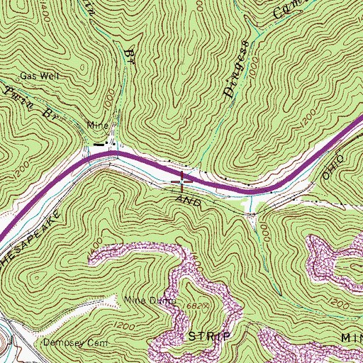 Topographic Map of Dingess Camp Branch, WV