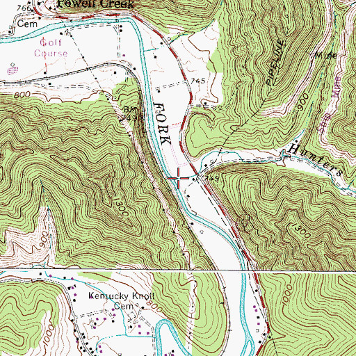Topographic Map of Hunters Branch, WV