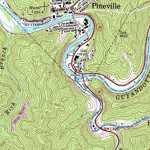 Topographic Map of Pinnacle Creek, WV
