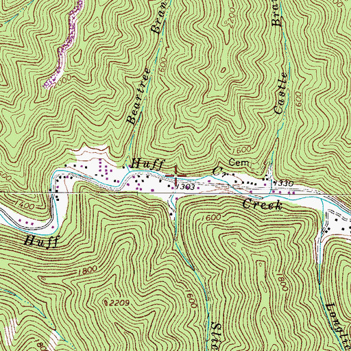 Topographic Map of Slickrock Branch, WV