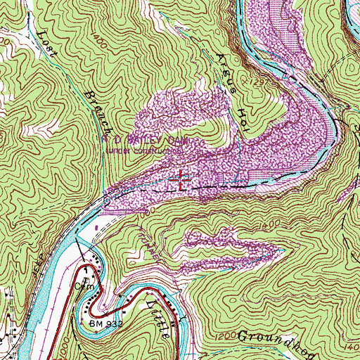 Topographic Map of R D Bailey Lake Dam, WV