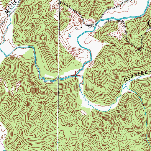 Topographic Map of Righthand Fork, WV