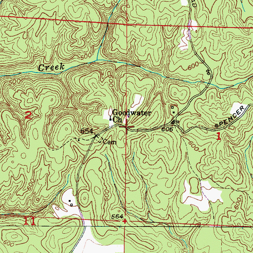 Topographic Map of Wiley Dome Gas Field, AL