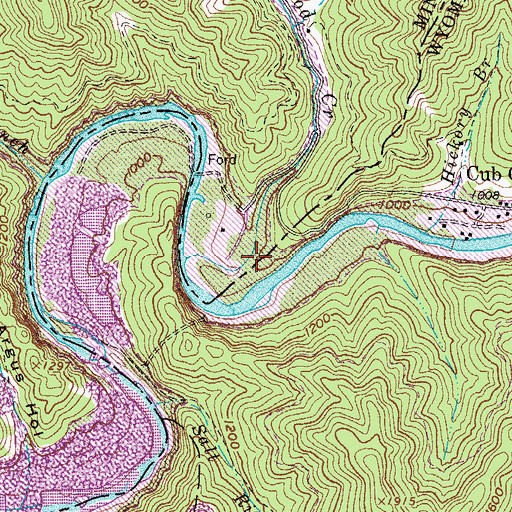 Topographic Map of R. D. Bailey Lake, WV