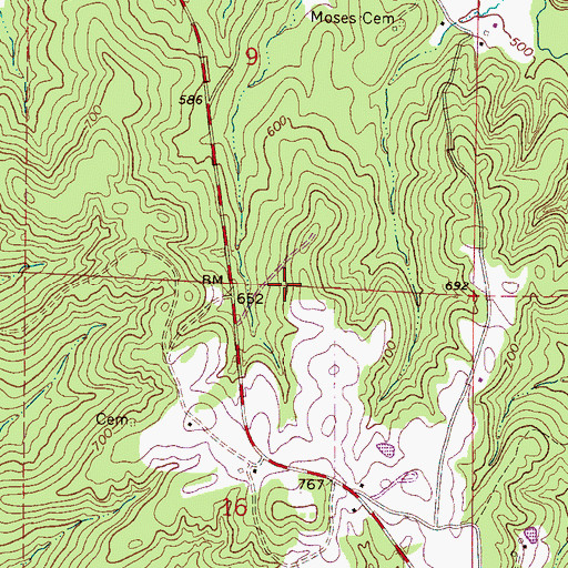 Topographic Map of Woods Creek Gas Field, AL