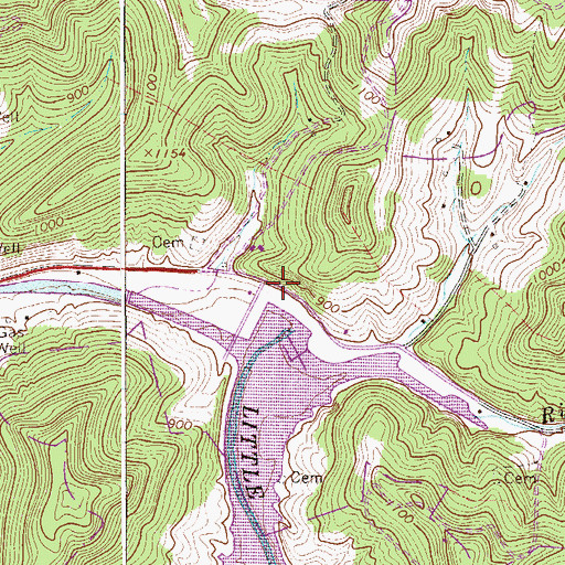 Topographic Map of Kanawha Chapel, WV