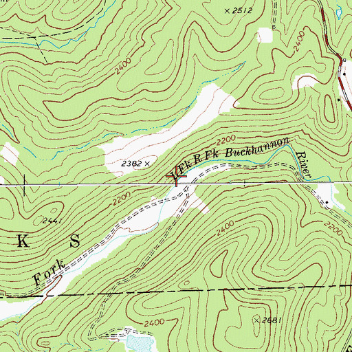 Topographic Map of Left Fork Right Fork Buckhannon River, WV
