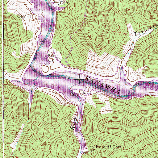Topographic Map of Long Run, WV