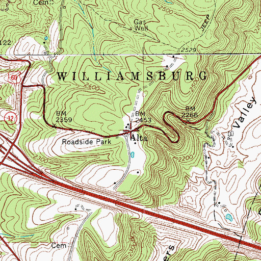 Topographic Map of Alta, WV
