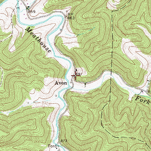 Topographic Map of Avon, WV