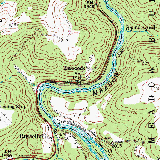 Topographic Map of Babcock, WV