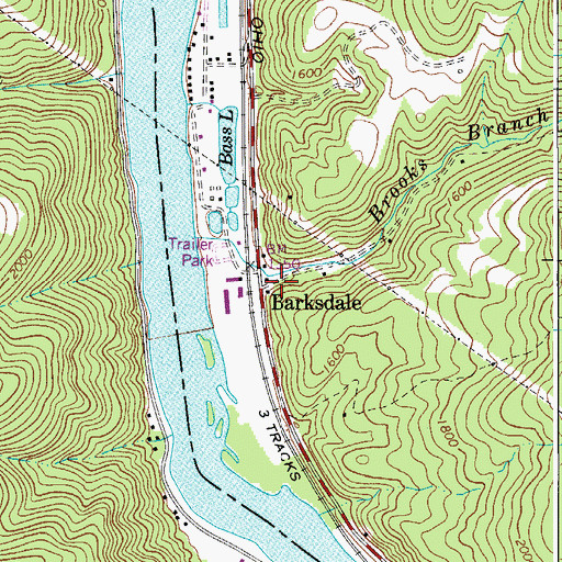 Topographic Map of Barksdale, WV