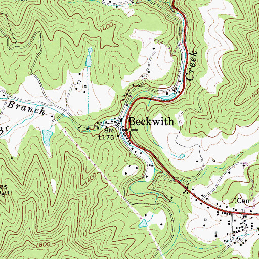 Topographic Map of Beckwith, WV
