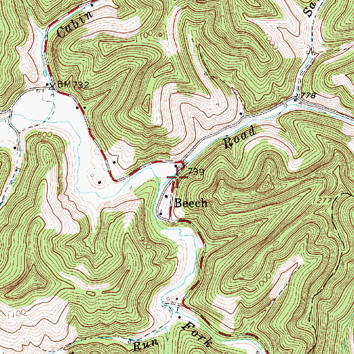 Topographic Map of Beech, WV