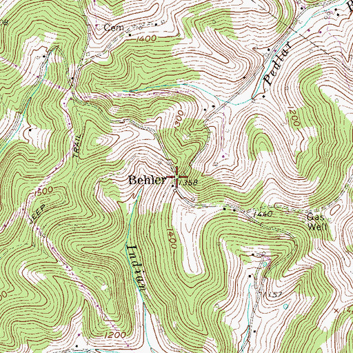Topographic Map of Behler, WV