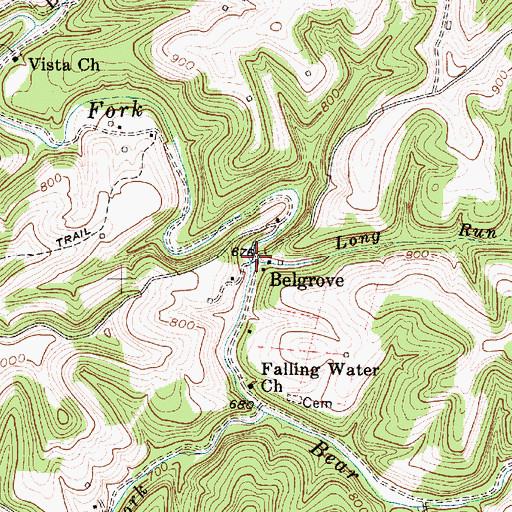 Topographic Map of Belgrove, WV