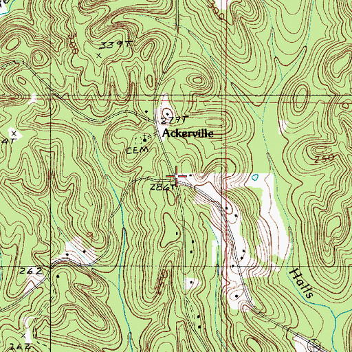 Topographic Map of Ackerville, AL