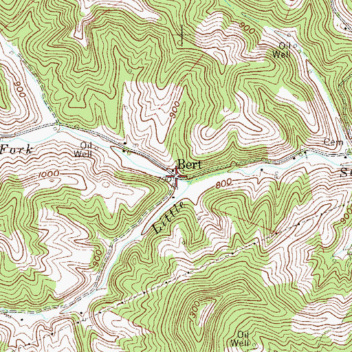 Topographic Map of Bert, WV