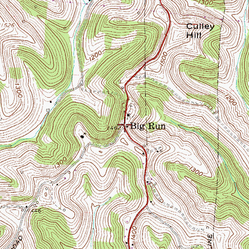 Topographic Map of Big Run, WV