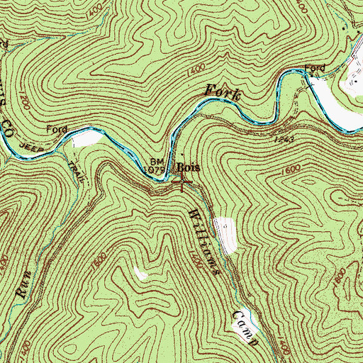 Topographic Map of Bois, WV