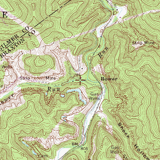 Topographic Map of Bower, WV